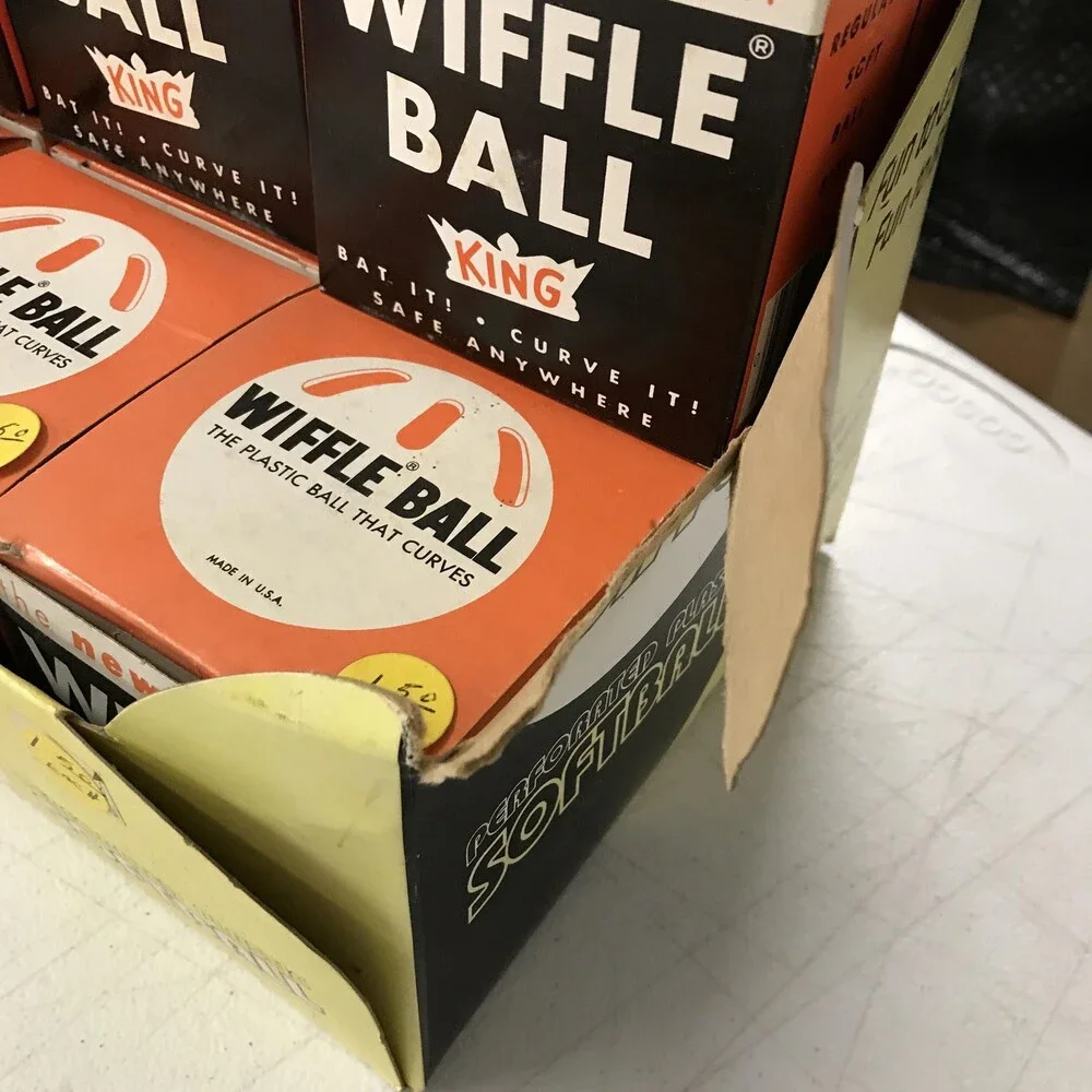 Lot Of 9 Vintage Wiffle Softball King Size Plastic Perforated Ball with Display